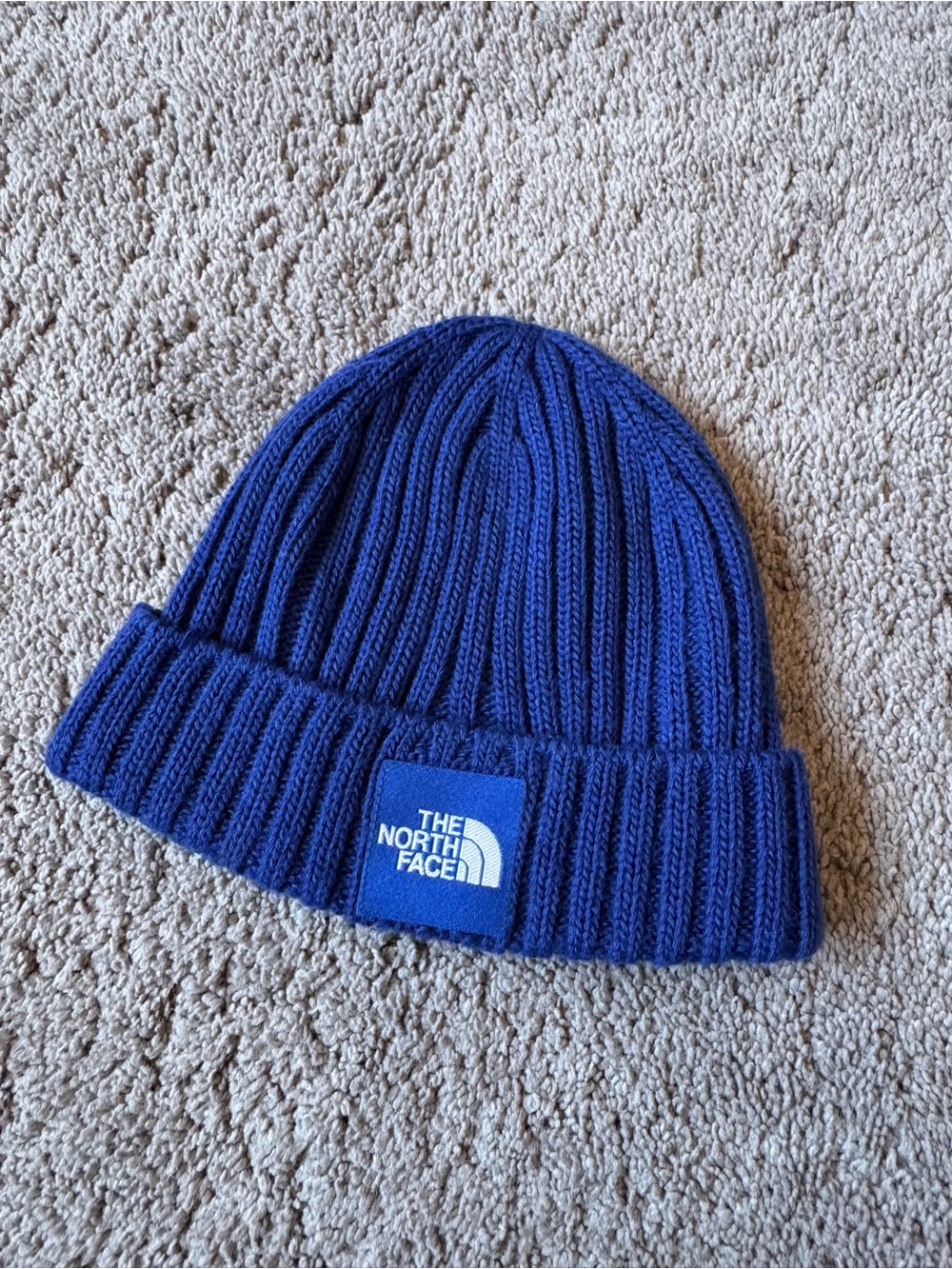 The North Face Kids Blue Ribbed Cuffed Beanie